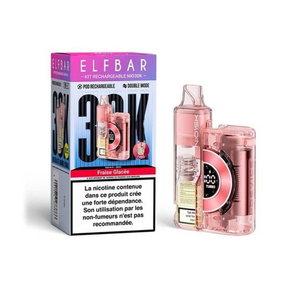 Puff NIO30K Fraise Glacee - ElfBar Rechargeable 30000 Bouffees