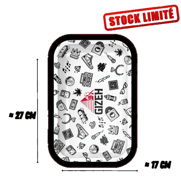 Plateau de Roulage GIZEH Comic Blanc Taille M - 275x175mm