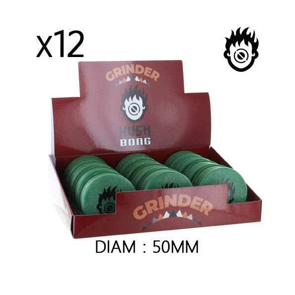 Boîte de 12 Grinders en chanvre 50 mm Kush Bong Green Organic