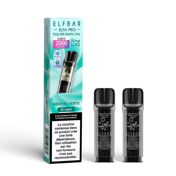 Pod pre-rempli Menthe Verte 2ml Elfa Pro - ElfBar (pack de 2)