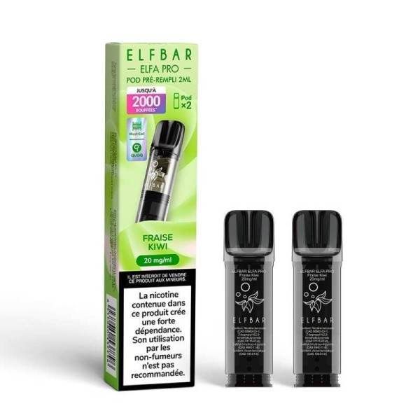 Pod pre-rempli Fraise Kiwi 2ml Elfa Pro - ElfBar (pack de 2)